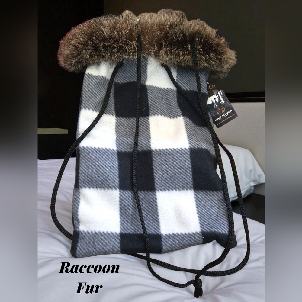 New Raccoon fur fleece backpack sling bag
